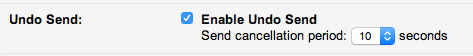 'Undo Send' settings