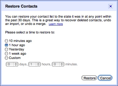 Restore contacts